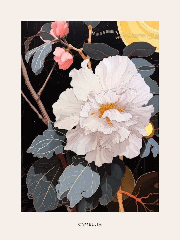 Flower Illustration Camellia 2 Poster