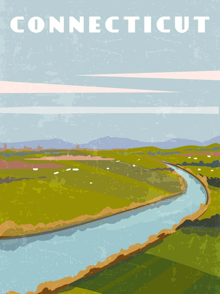 Connecticut, USA — Retro travel minimalist poster