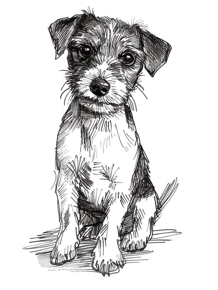 Parson Russell Terrier Dog Line Sketch  1