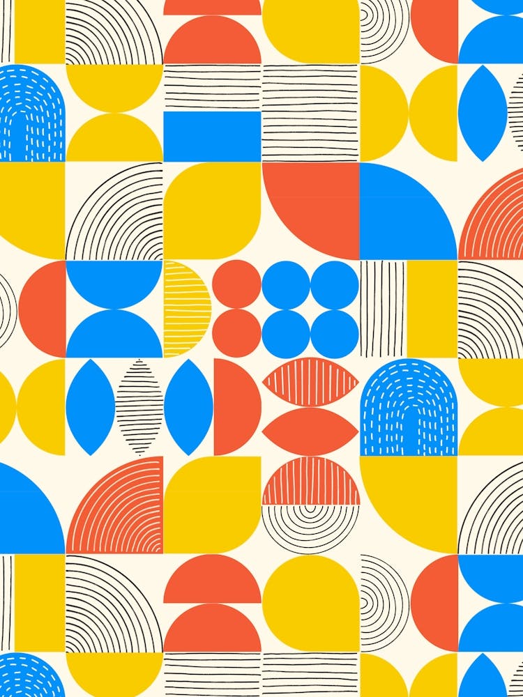 Modern Art Geometric Shapes Primary Colors 1