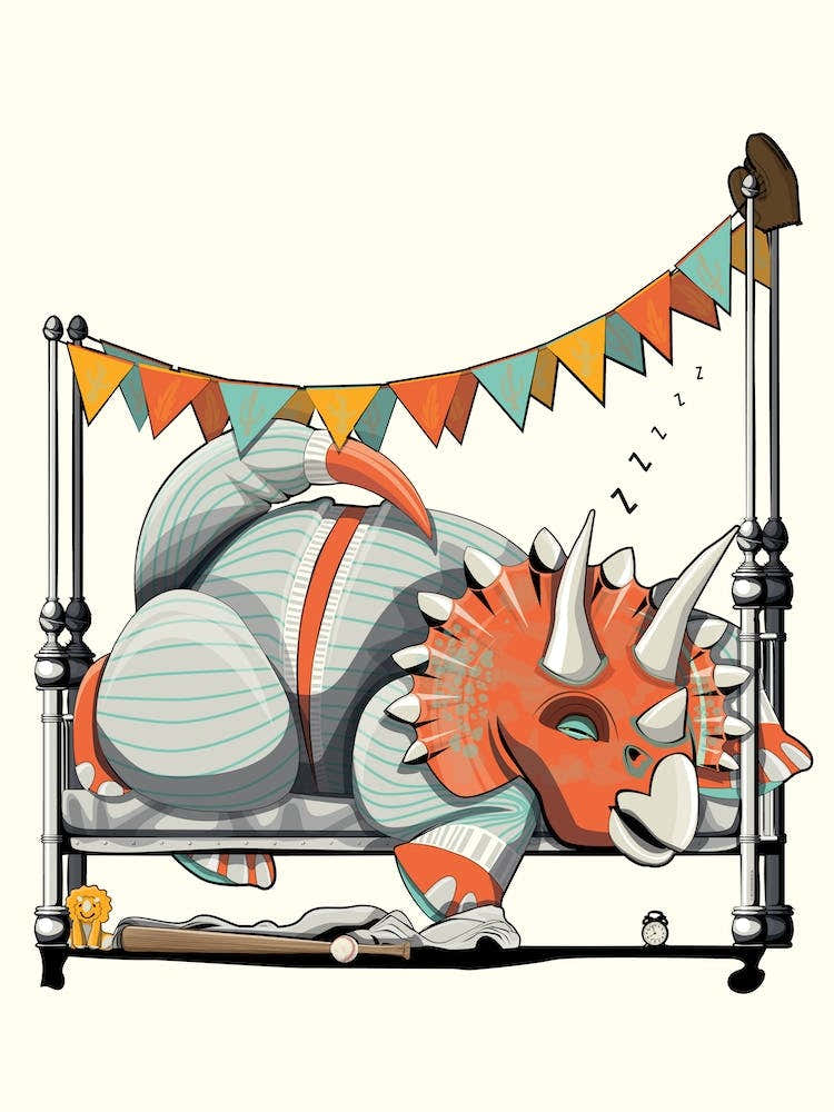 Dinosaur Triceratops In Bed