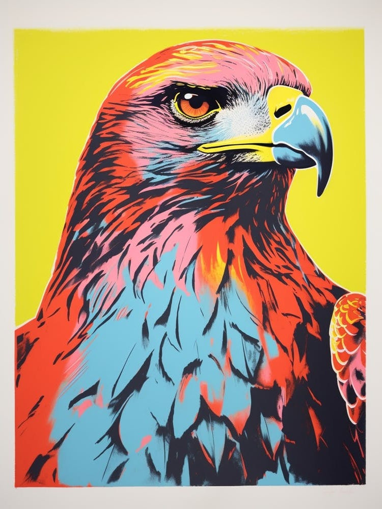 Andy Warhol Style Bird Red Tailed Hawk 2