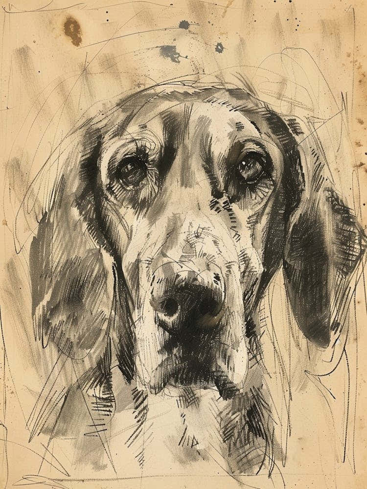 English Foxhound Dog Charcoal Line 1
