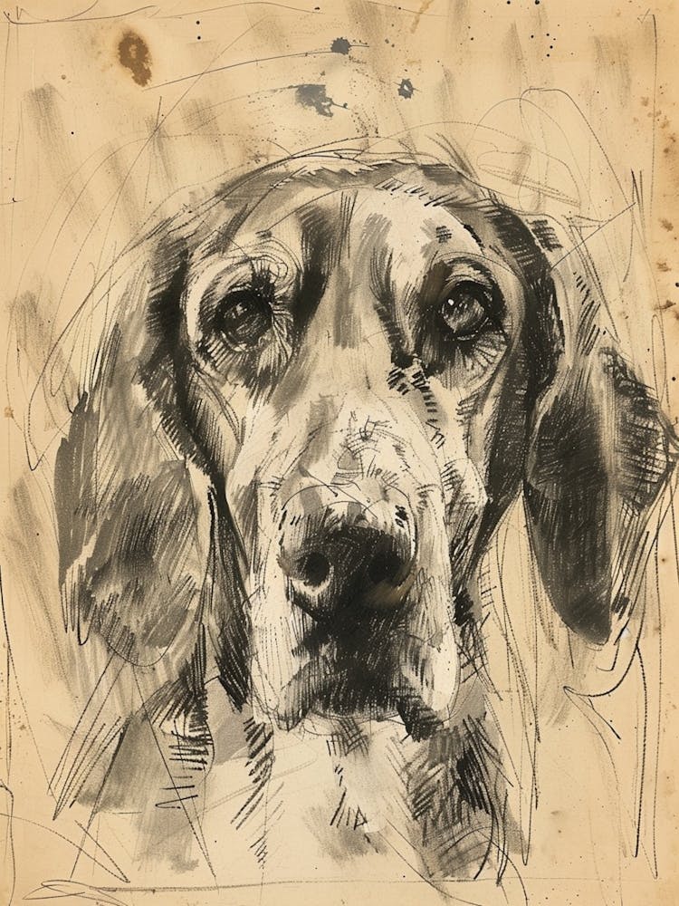 English Foxhound Dog Charcoal Line 1