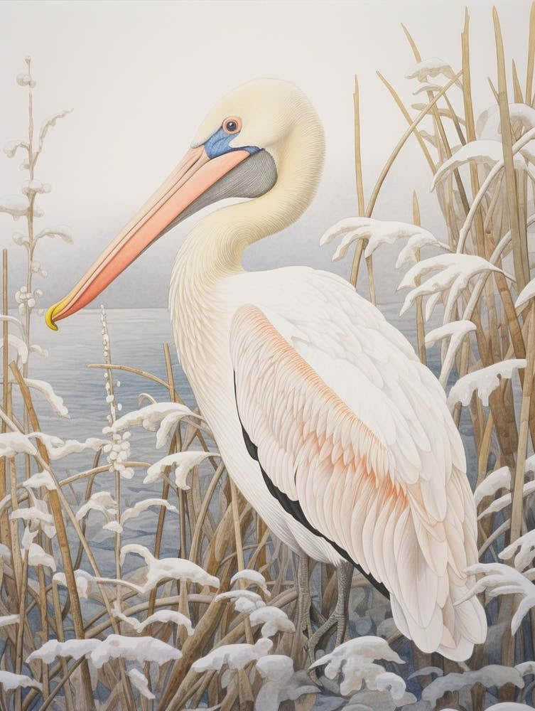 Winter Bird Painting Pelican 1