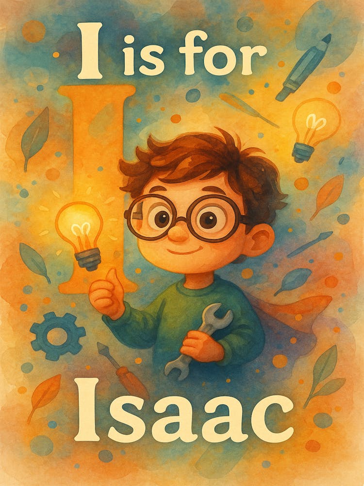 Personalized Alphabet Wall Art – I is for Isaac Printable – Custom Name Nursery Decor – Educational Kids Room Art – ABC Name Print
