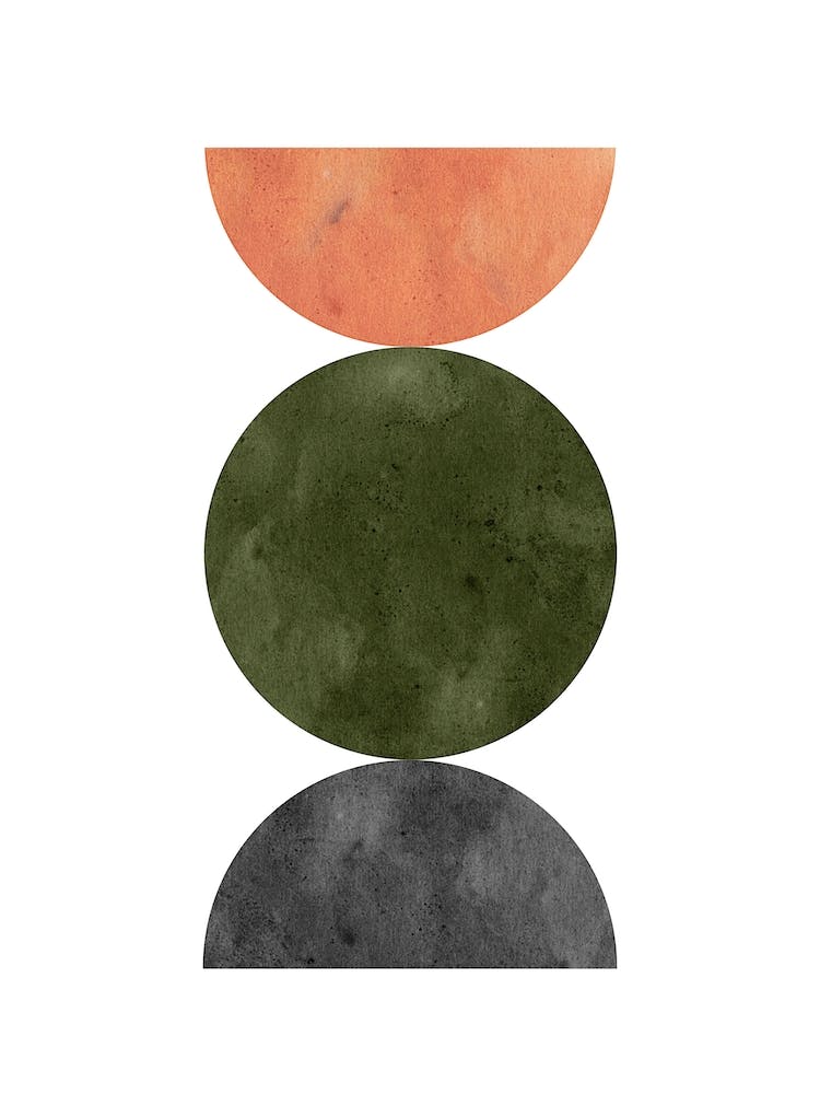 Olive green and rracotta mid-century modern