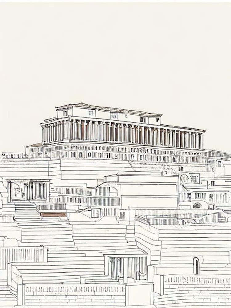 Herculaneum Archaeological 1 Site Naples Boho Landmark Illustration