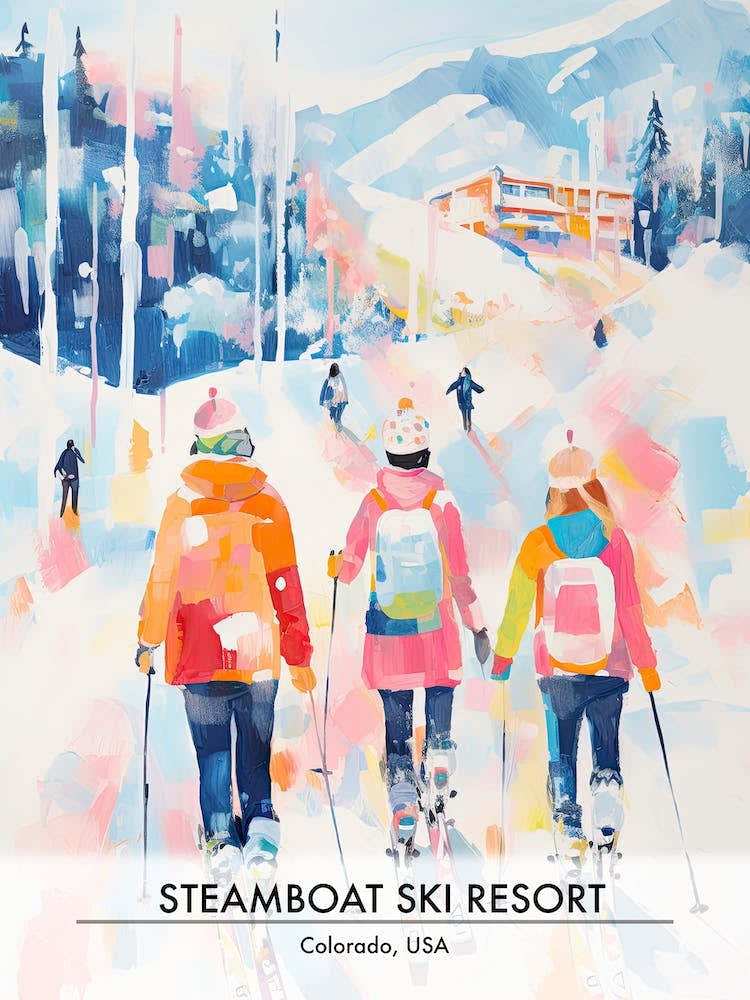 Steamboat Ski Resort   Colorado Usa, Ski Resort Poster Illustration 0