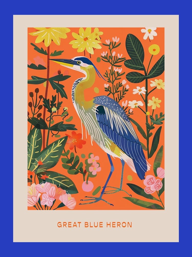 Spring Birds Poster Great Blue Heron 1