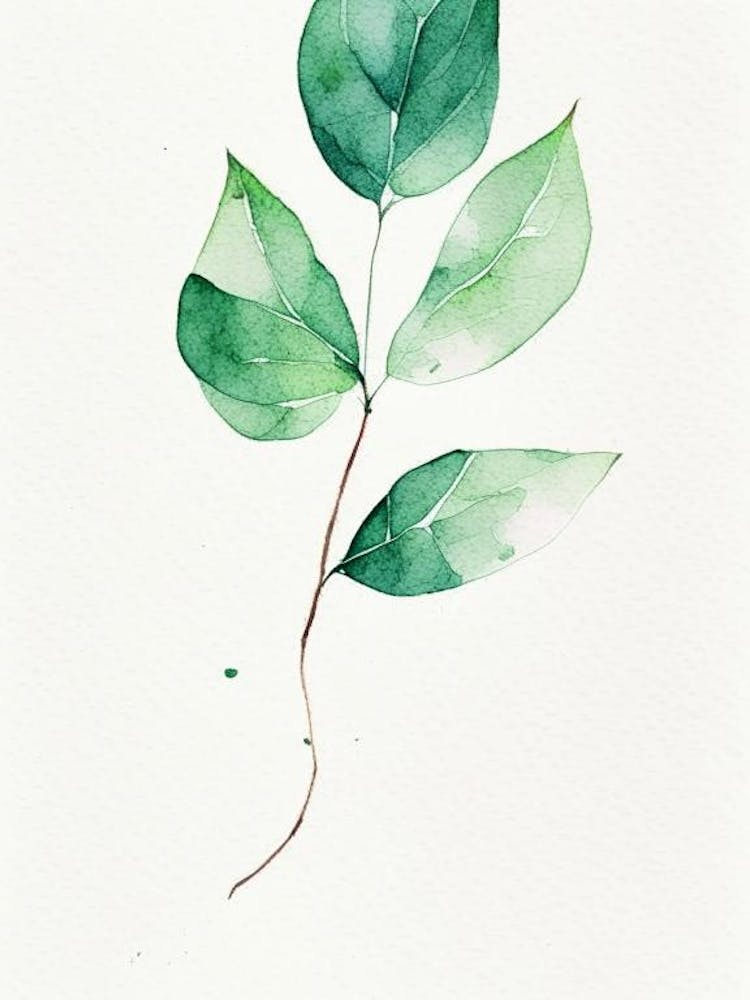 Wintergreen Leaf Minimalist Watercolour 2