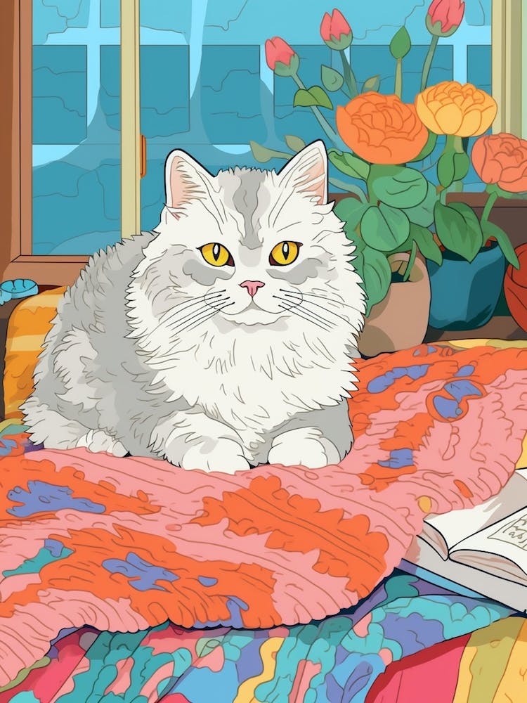 Cat On Crochet Bed 1