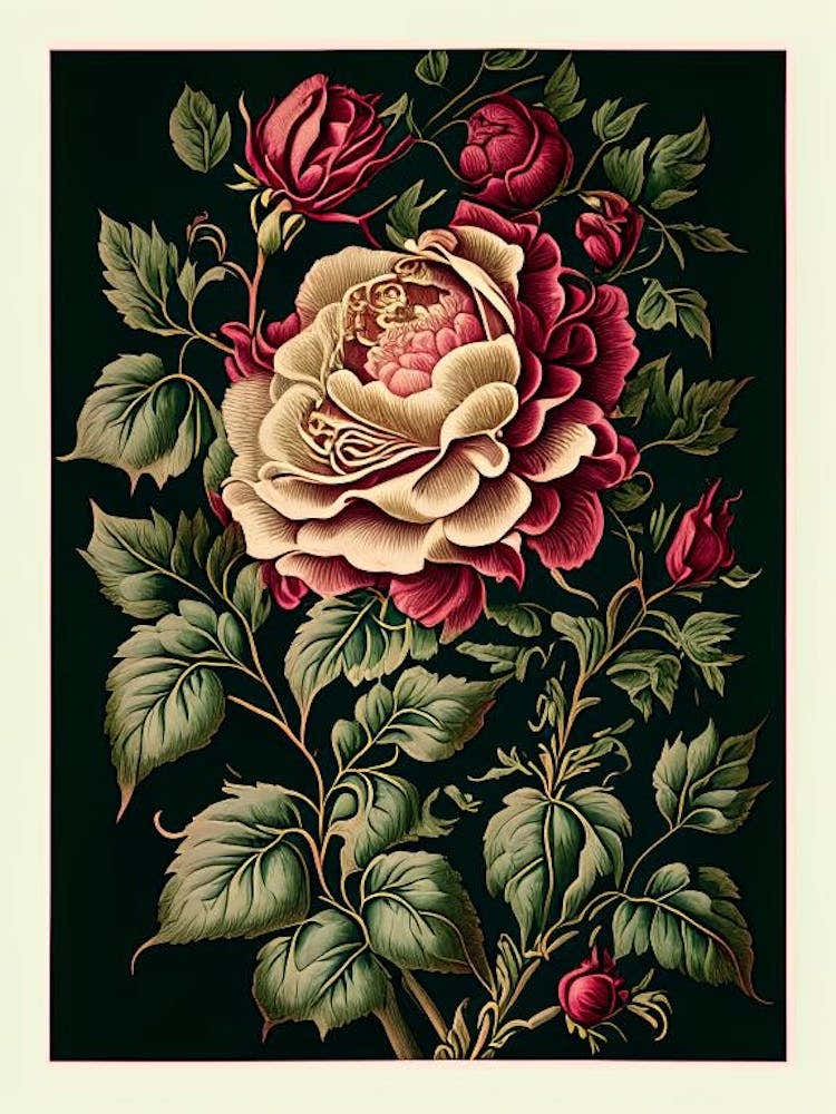 Rose Floral 2 Botanical Vintage Poster Flower