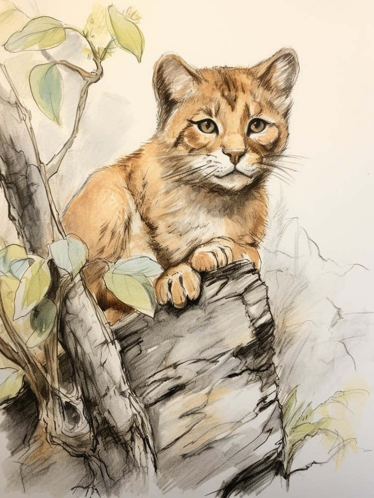 Storybook Animal Watercolour Cougar 3