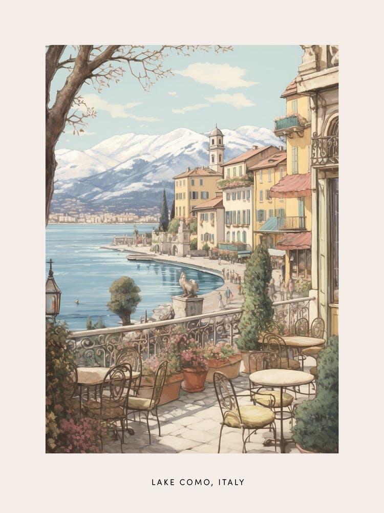 Vintage Winter Poster Lake Como Italy 3