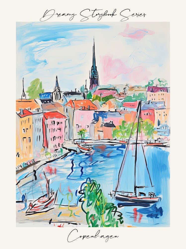 Poster Of Copenhagen, Dreamy Storybook Illustration 4