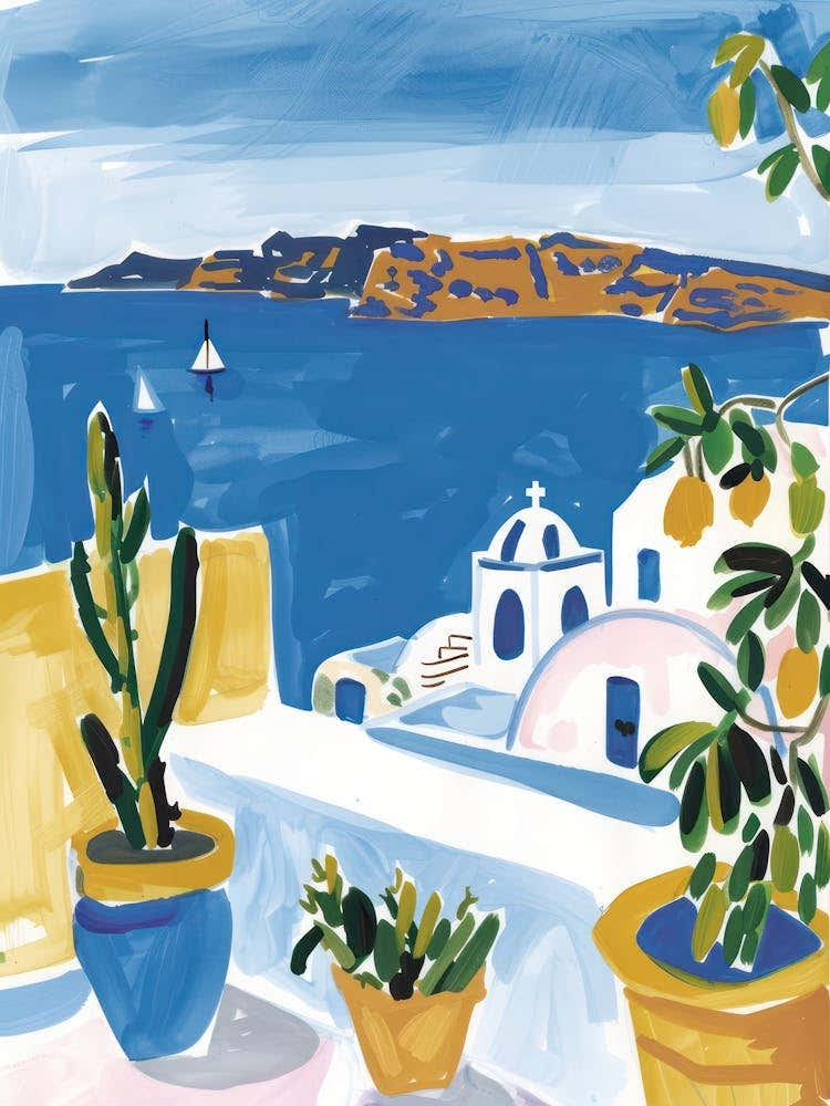 Travel Poster Happy Places Santorini 2