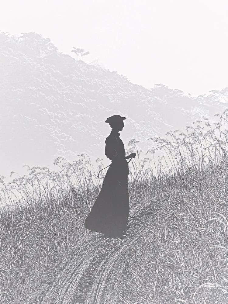 Woman Walking Down A Road