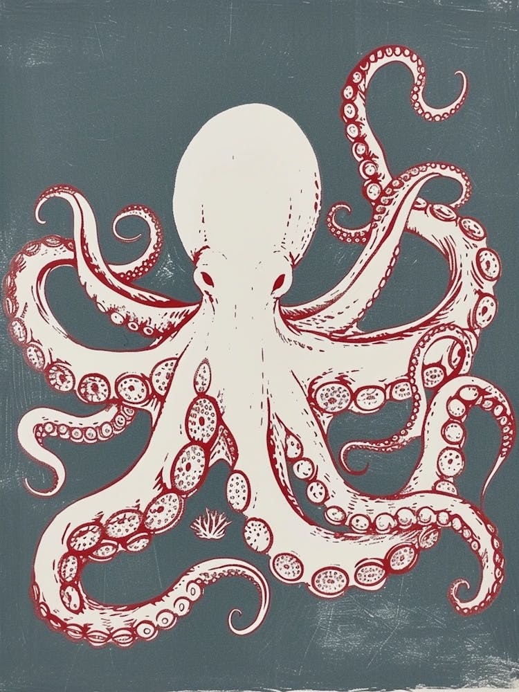 Octopus & Tentacles Linocut Inspired 2