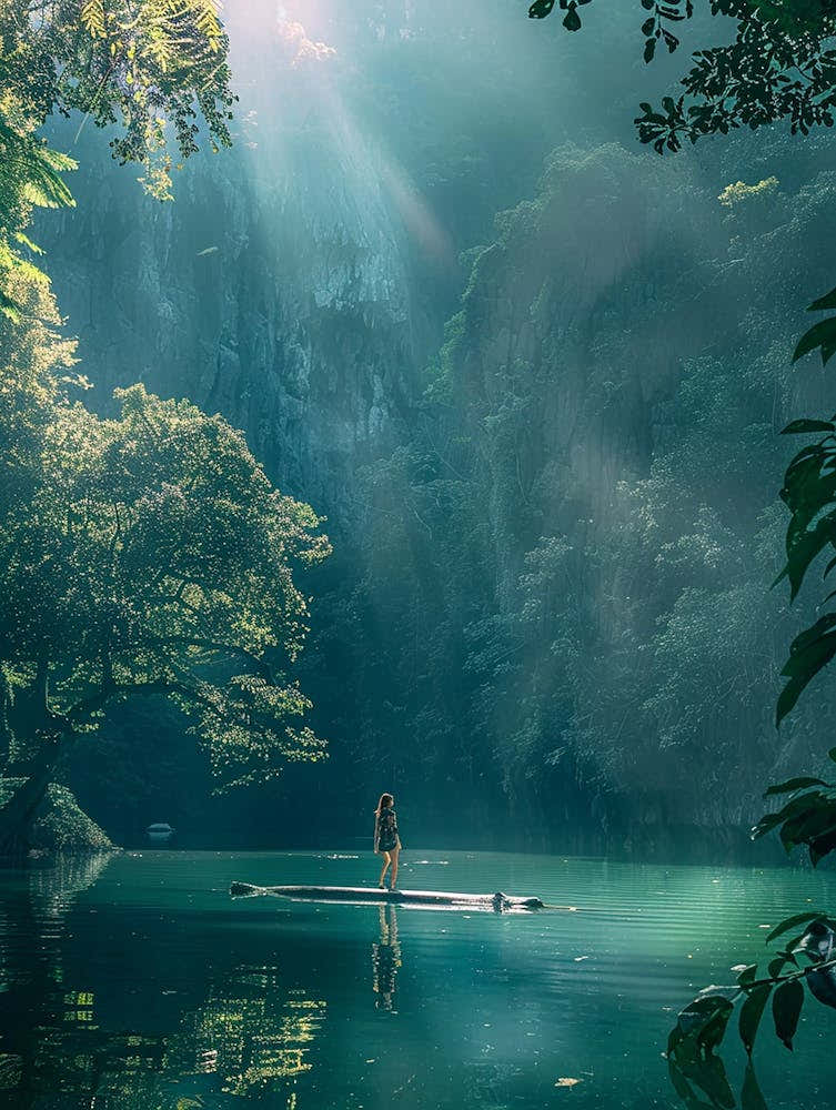 Woman Paddles In The Water