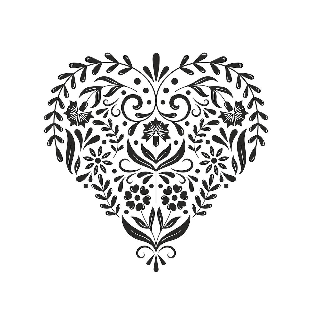 Folk Heart Black Square