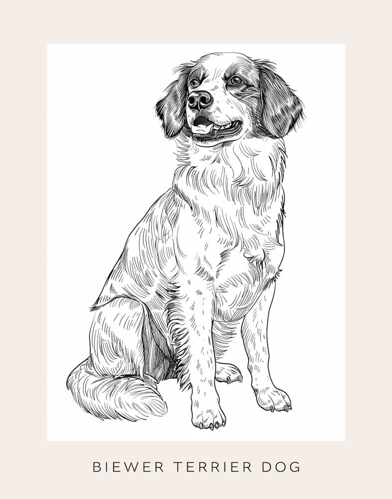 Black & White Dog Line Drawing 1 Poster