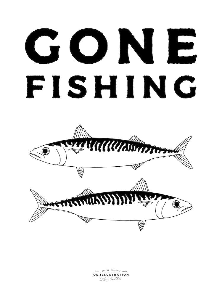 Gone Fishing Fineline Illustration Poster