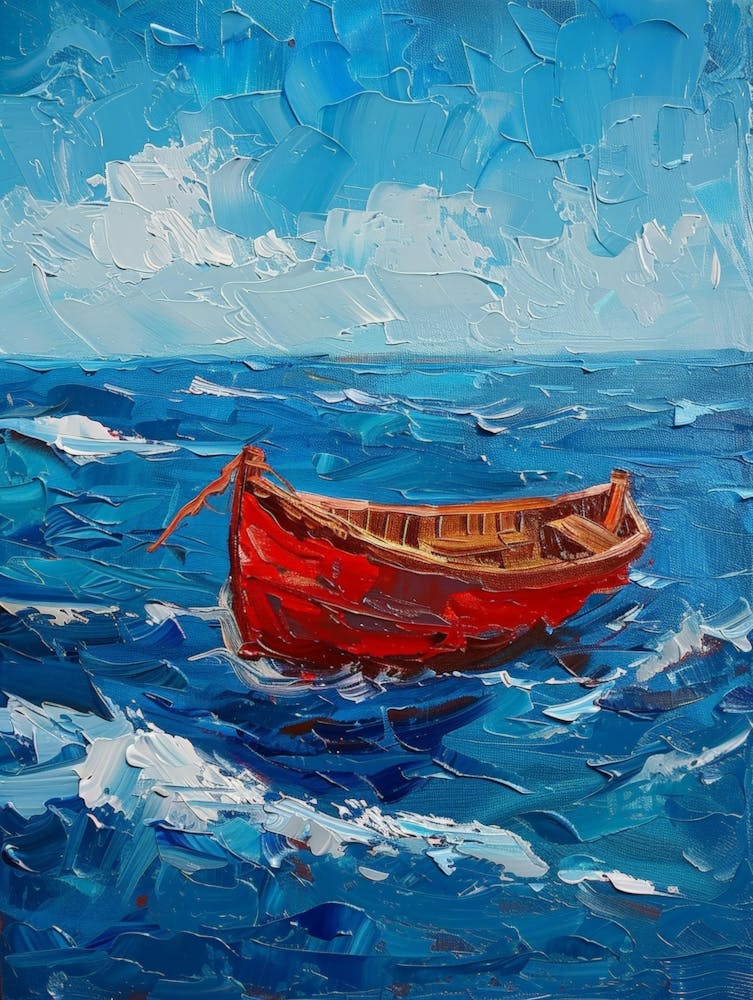 Red Boat In The Sea 7