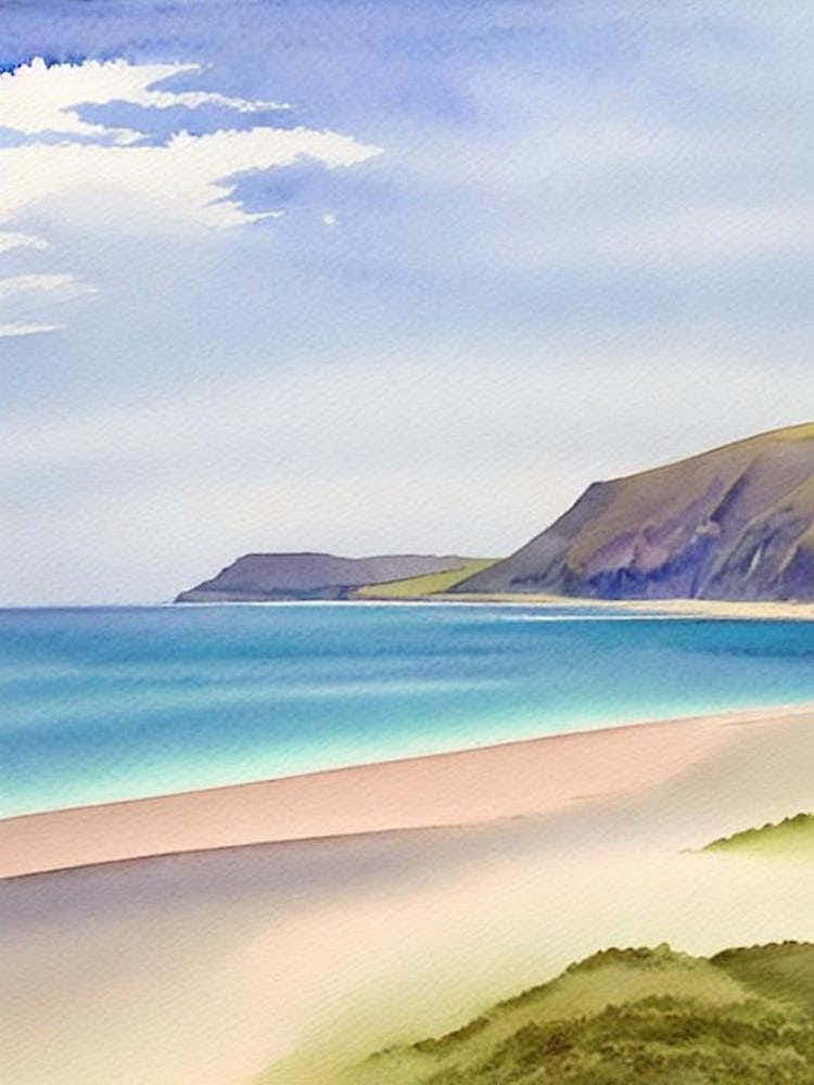 Rhossili Bay 3, Gower Peninsula, Wales Watercolour
