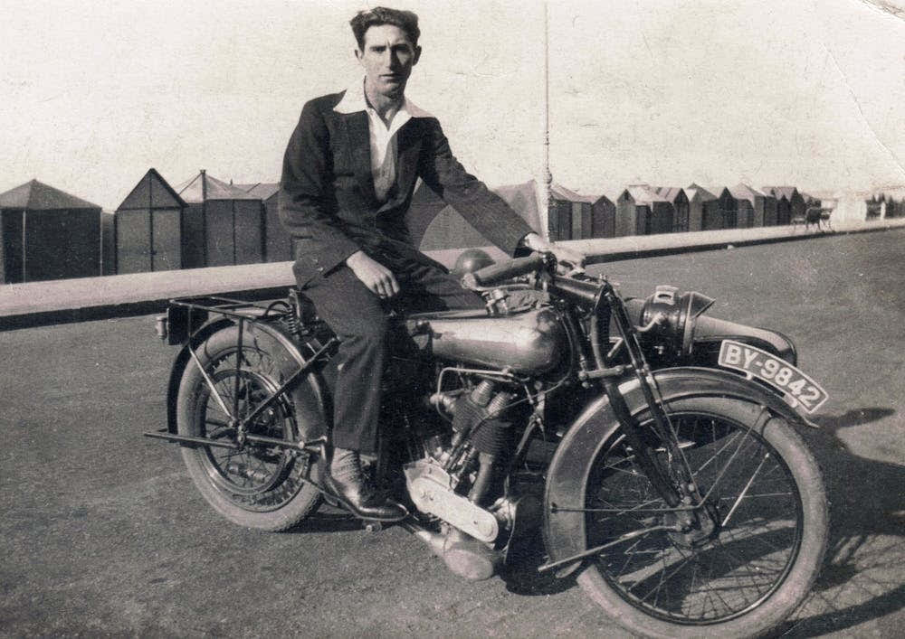 Young Man On A Brough Superior Motorbike 1920s Black & White