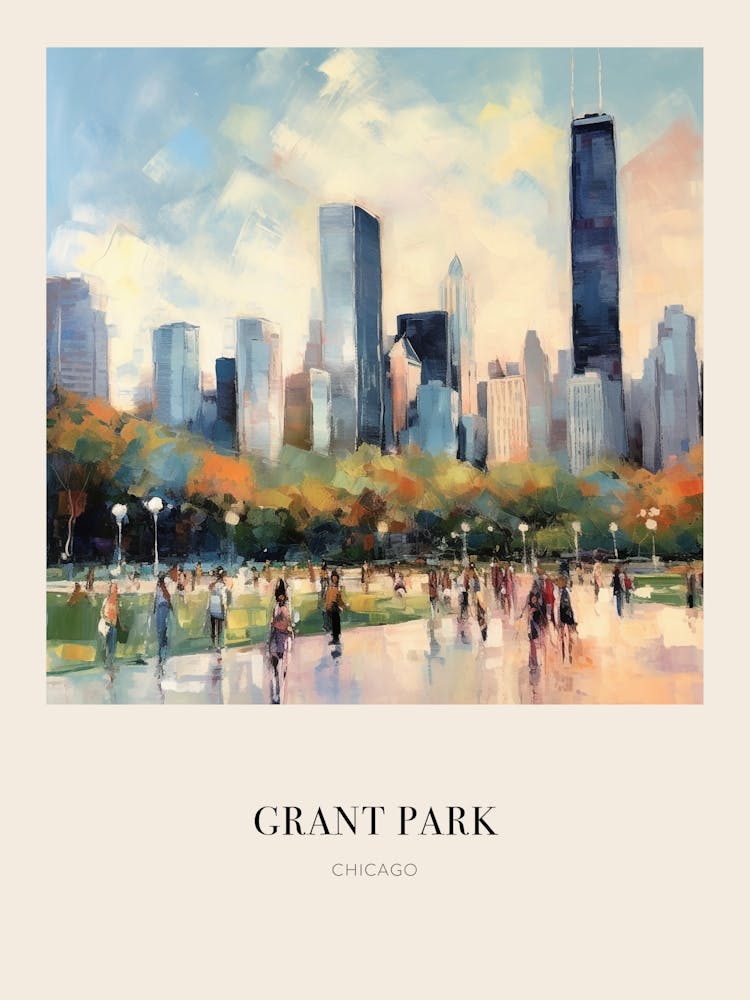 Grant Park Chicago United States Vintage Cezanne Inspired Poster