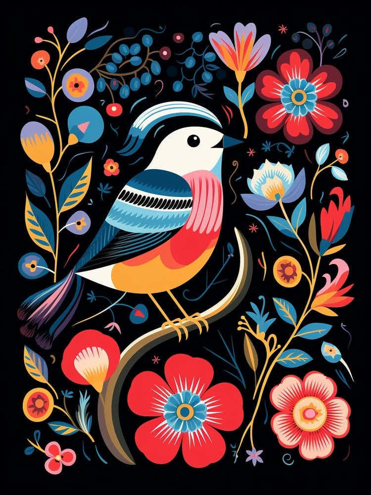 Folk Bird Illustration Carolina Chickadee 3