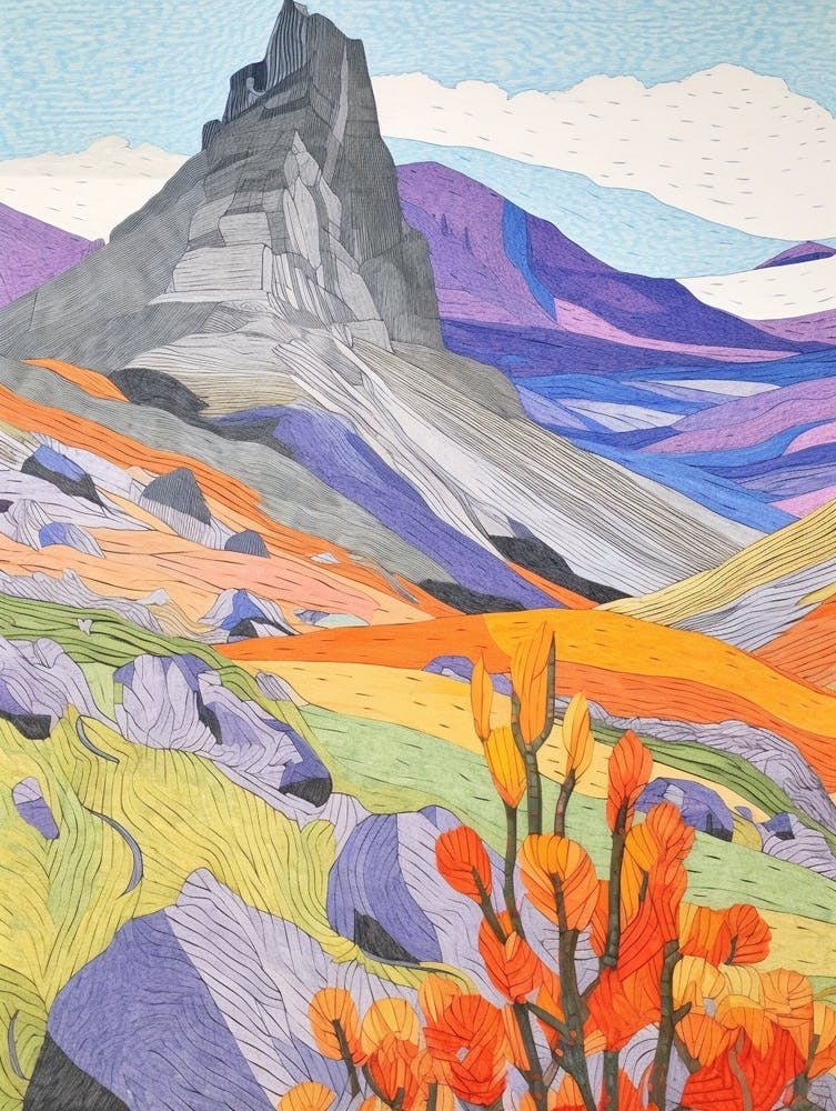 Tryfan Wales Colourful Mountain Illustration
