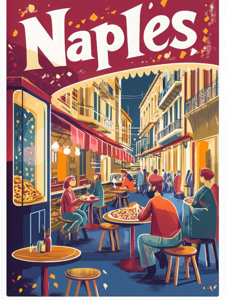 Aihrgdesign A 1970s Inspired Travel Poster For Naples Depicti Ae462572 913d 44d9 80c3 7d6913cf9220 3