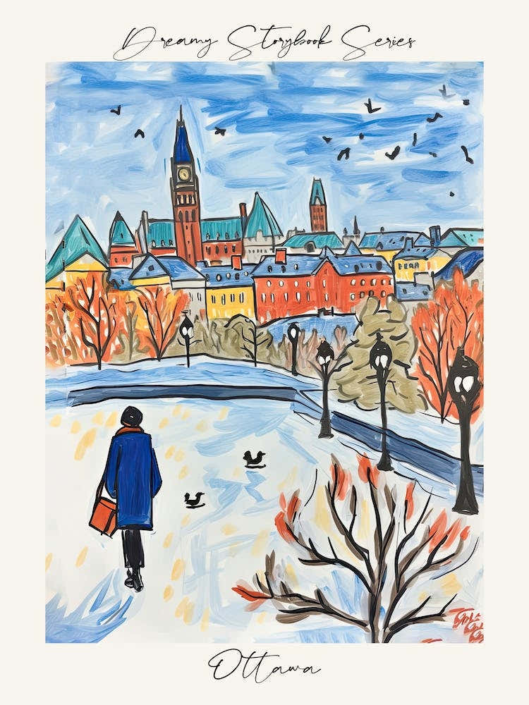 Poster Of Ottawa, Dreamy Storybook Illustration 4