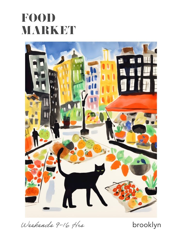 The Food Market In Brooklyn 1 Illustration Poster