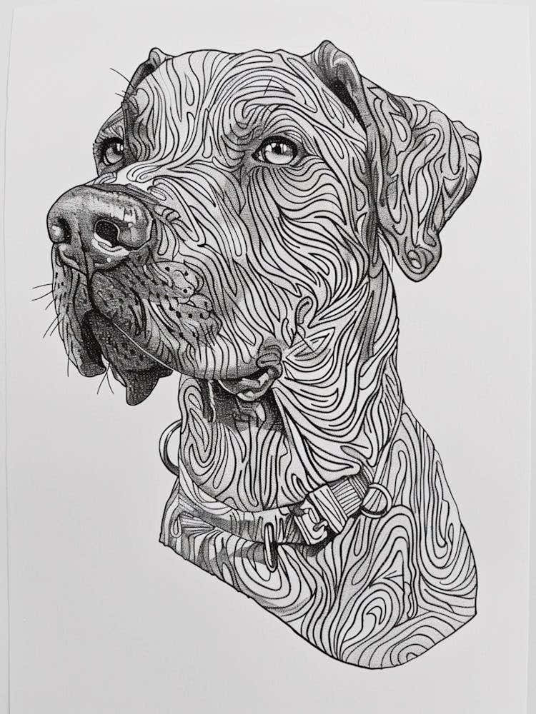 Dog Pencil Line Sketch 2