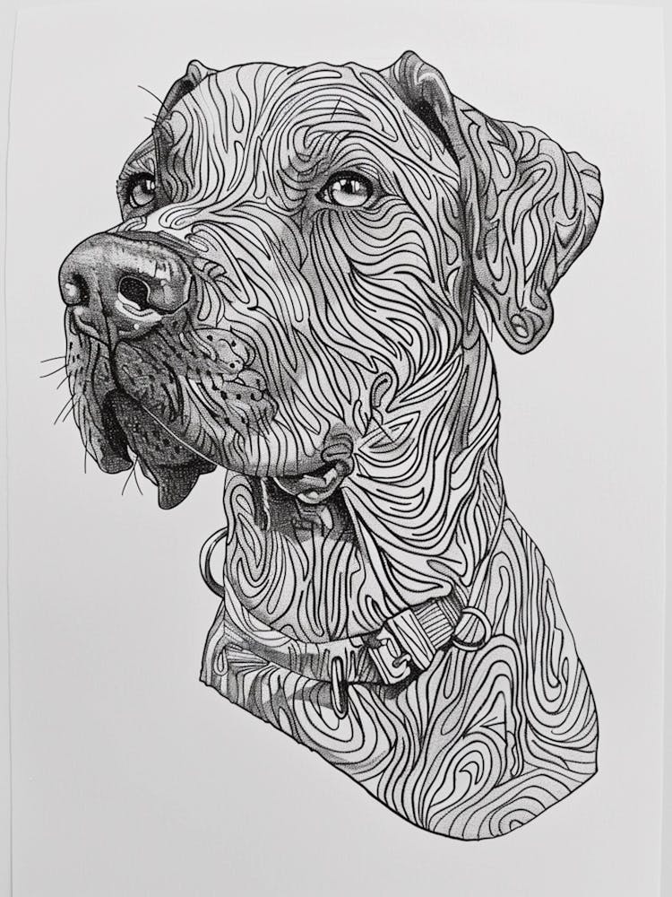 Dog Pencil Line Sketch 2