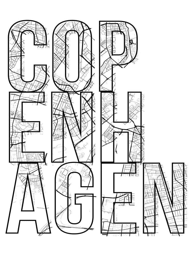 Copenhagen Street Map Typography