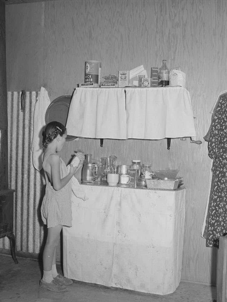 Cupboards In Row Shelter For Farm Worker At The Fsa (Farm Security Administration) Labor Camp