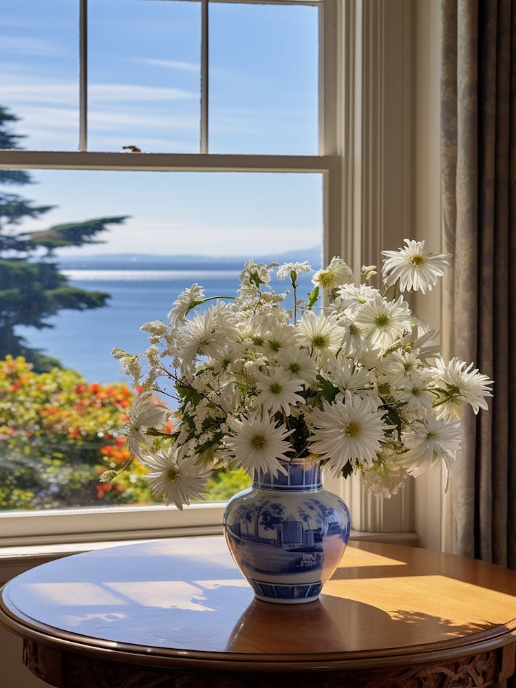 Vibrant Blooms: Chrysanthemum Vase Print