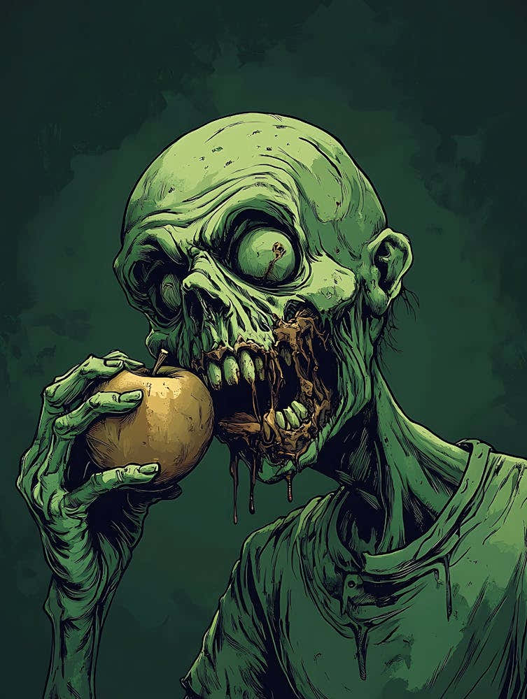 Scary Zombie Eating An Apple 5