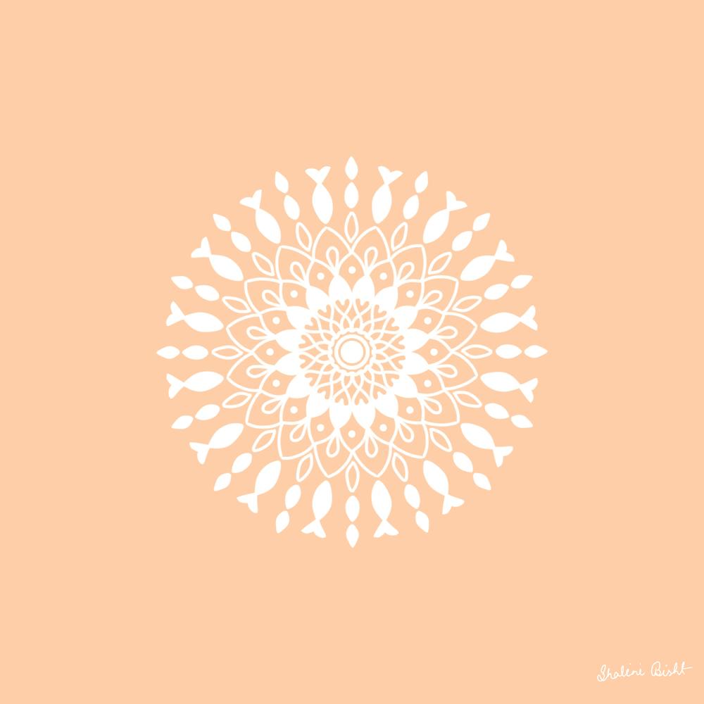Mandala - Peach & White
