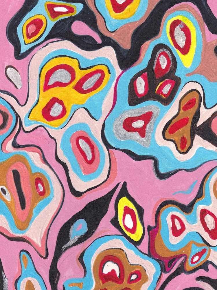 Abstract Shape Painting Fluid Theme Base, Colorful print.