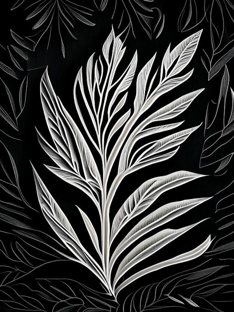 Tarragon Leaf Linocut 2