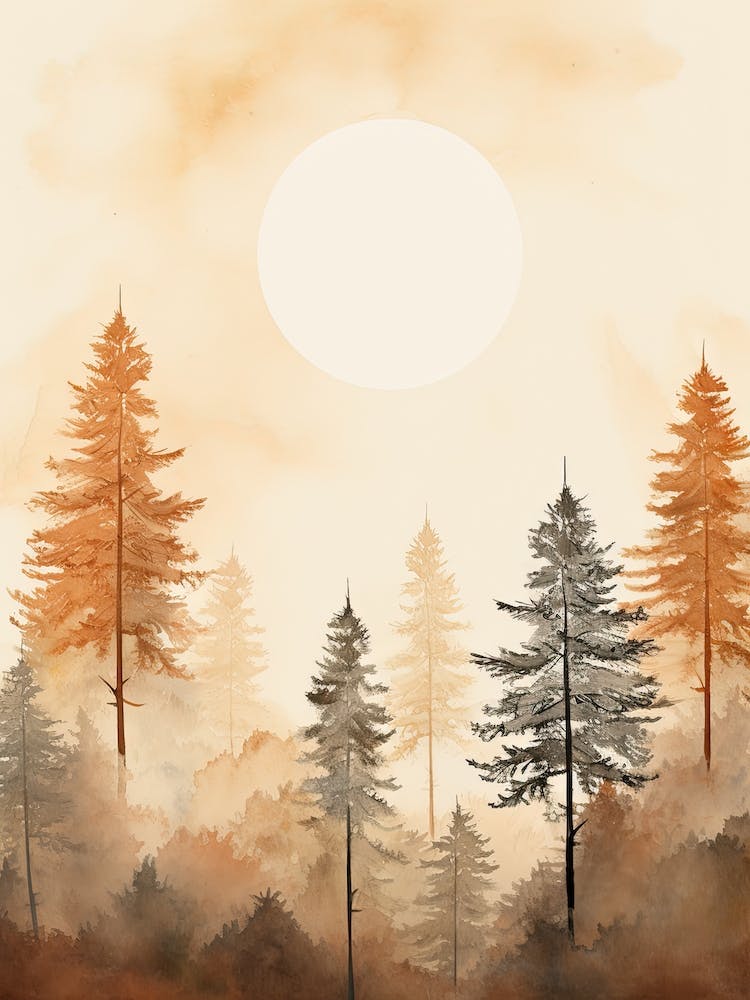 Watercolour Of Olympic National Forest   Washington Usa 0