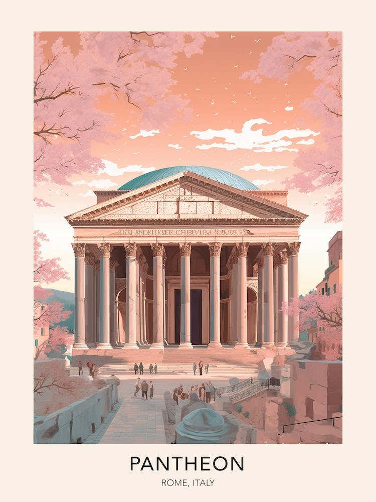 The Pantheon Rome Italy Travel Poster