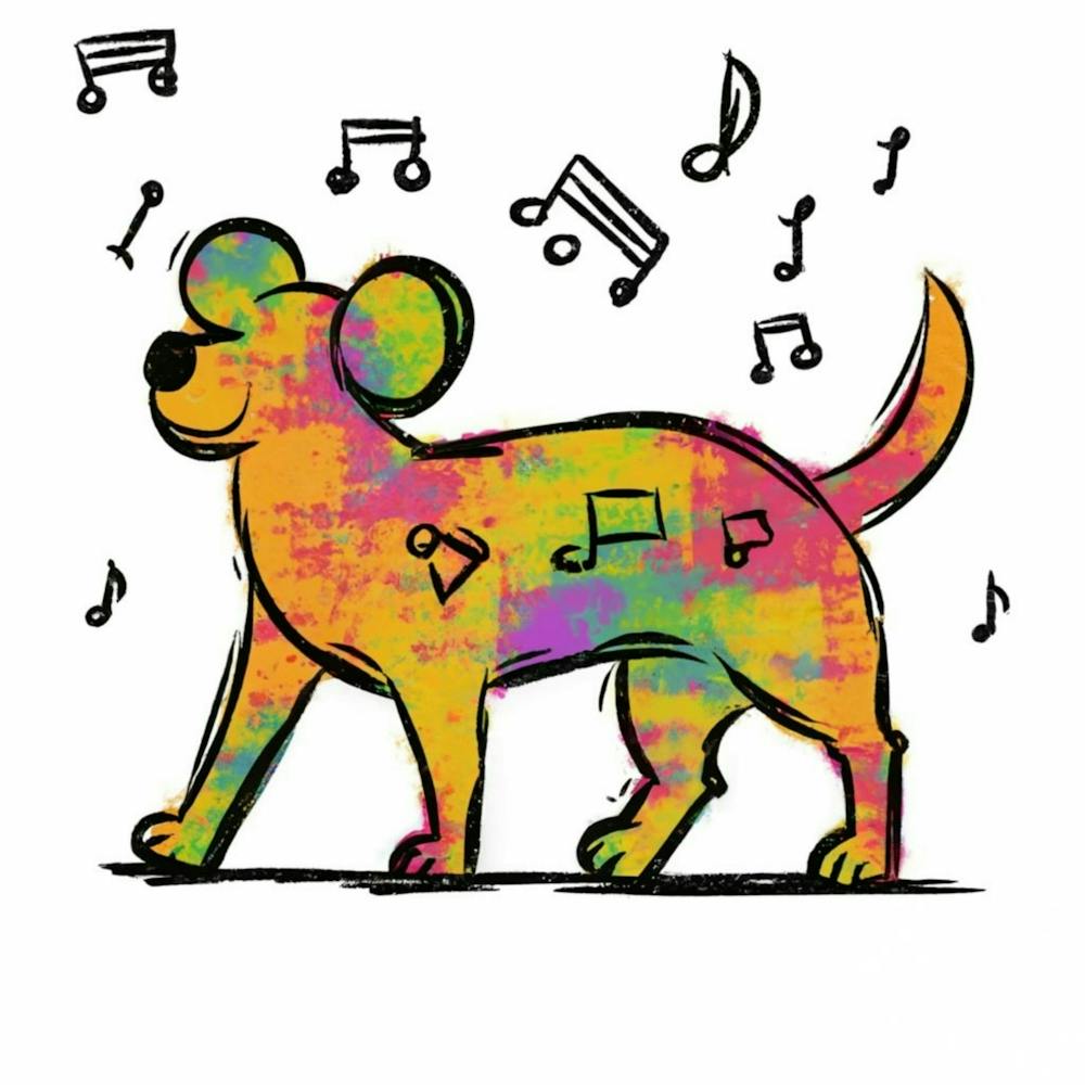 Dog With Music Notes