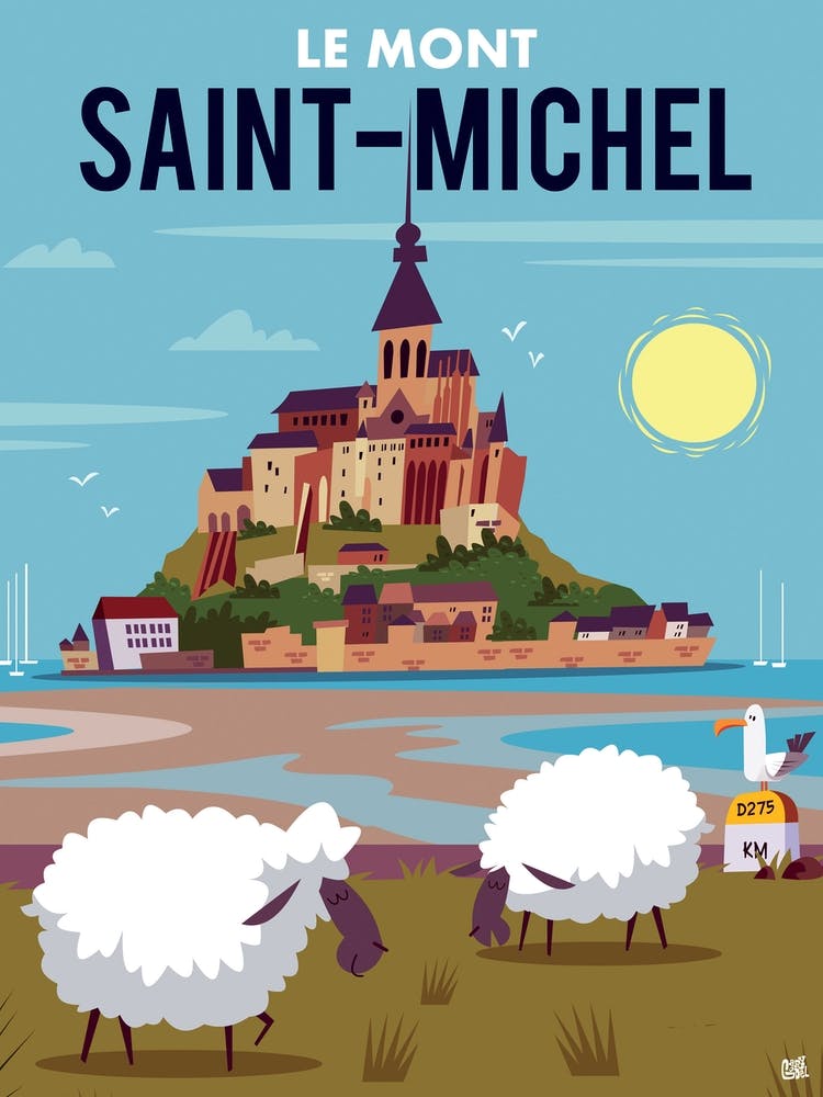 Le Mont Saint Michel Poster Blue