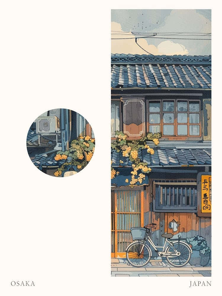 Osaka Japan 4 Cut Out Travel Poster